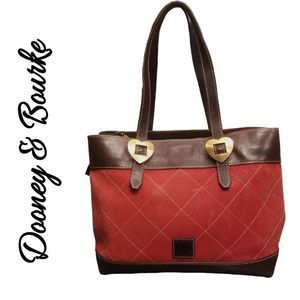 Dooney & Bourke Vintage Red Suede Nubuck & Brown Leather Trim with COA